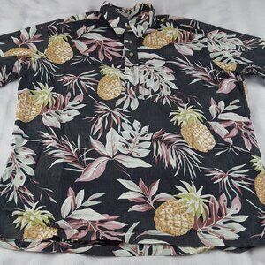 Vintage Reyn Spooner Reverse Print Floral Pineapple Button Down Shirt Men's XL